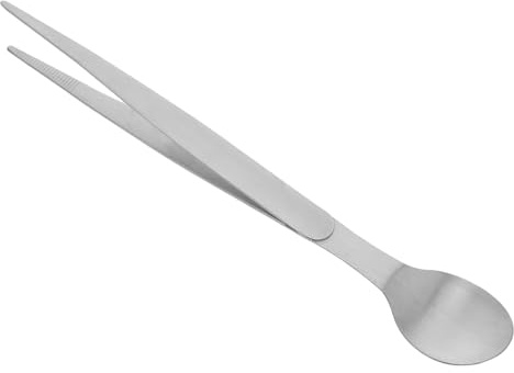 SWETRACE Kleiner Probierlöffel 20,5cm mit Integriertem Essstäbchen und Pinzette aus Edelstahl Kompakt und Leicht Tragbar für Küche und Restaurant