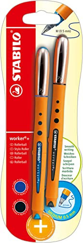 STABILO - Tintenroller - worker+ - medium - 2er Pack - blau, schwarz