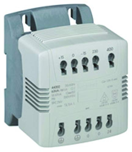 Legrand 044202 Transformateur de Commande et Sécurité à Connexion Automatique, Primaire 230V à 400V et Secondaire 24V, 63VA