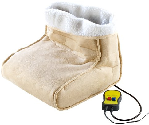 PEARL Elektrischer Fußwärmer: Kuscheliger 2in1-Fußwärmer mit Vibrationsfunktion und Fernbedienung (Wärmeschuhe elektrisch, Fußsack, Sohle)