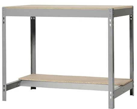 SimonRack Mesa Trabajo Taller, Banco Trabajo, Capacidad Carga 400 kg, 842x910x610 mm, Gris/Madera - BT-0