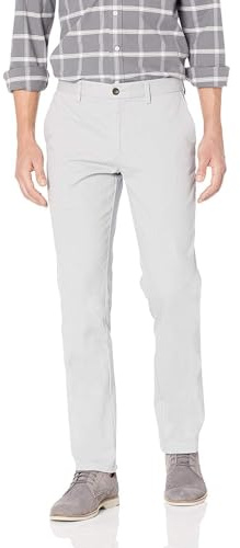 Amazon Essentials Herr Slim-Fit Skrynkelbeständig platt framsida Chino-byxa, grå, 33 B x 32 L