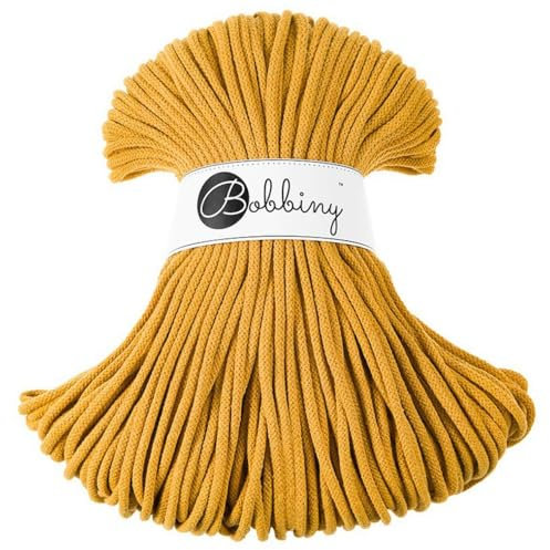 Bobbiny - Corda di macramè, 5 mm di spessore, color Mustard (senape), in 100% cotone, 100 m