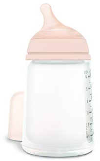 Suavinex, Zero Zero Anti-Colic Bottle with Medium Flow Teat (M), +3 Months, Ideal for Mixed Breastfeeding, Breast Imitating Teat 270 ml