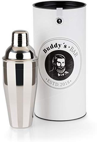 Buddy´s Bar – Bar-Shaker „Classic“, hochwertiger 700 ml Shaker, Cocktailshaker, lebensmittelecht, spülmaschinenfest, inklusive Geschenkbox, Edelstahl poliert