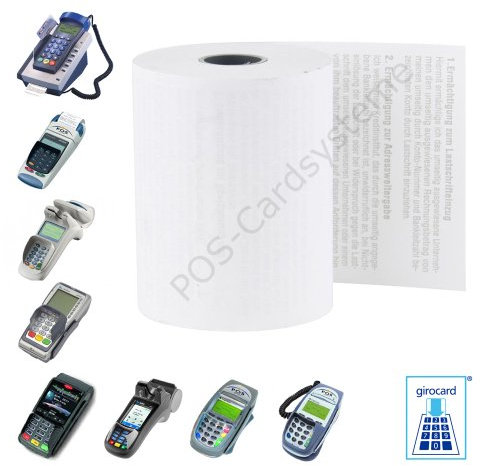 100 EC-Cash Thermorollen 57mm x 25m x 12mm kompatibel mit EC-Gerät ICP CT 700 mit Lastschrifttext ELV
