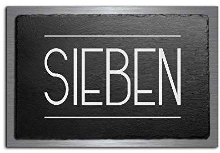 Premium Türschild | Hausnummer aus Schiefer und V2A Edelstahl | Namensschilder mit Gravur und Motiven Familien-schilder für die Haustür mit Namen selbstklebend oder mit Bolzen 30x20 cm