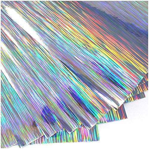 Din A4 Bogen Bastelfolie Selbstklebend Künstlerfolie Plotterfolie Plottfolie Hologramm Glitzer Folie Basteln DIY (Lines, 10er Set Din A4 Bögen)