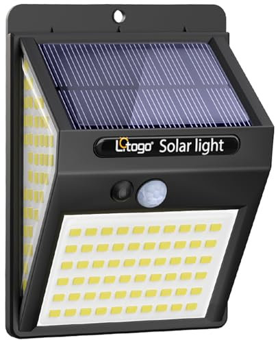 litogo 140 LED Solar Security Lights Outdoor, Solar Motion Sensor Lights 270ºWide Angle Waterproof Solar Powered Durable Wall Lights Outside 3 Modes for Garden Fence Door Yard Garage Pathway (1 Pack)