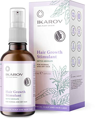 IKAROV 100% origine vegetale stimolante per la crescita dei capelli Nettle Assoluto per capelli normali e secchi 100 ml | rosmarino, limone, lavanda, geranio, ylang-ylang