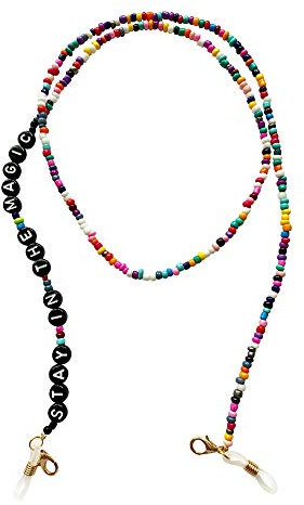 Verspielte Fashion Brillenkette Maskenkette Stay in the Magic - Bunt/Schwarz - Accessoire Mundmasken Sonnenbrille Schlaufe Karabiner