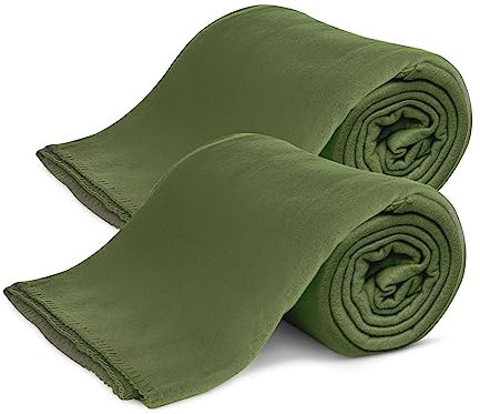 KiGATEX Fleecedecken 2er-Pack 130x160 cm – Weiche Kuscheldecken aus Polar Fleece – Oeko-TEX® Zertifiziert & pflegeleicht – Für Sofa, Bett, Garten & Haustiere – Oliv