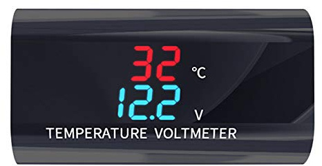 GUMEI étanche DC 12 V voltmètre thermomètre 0.28 Pouces Double Affichage pour Voiture Moto