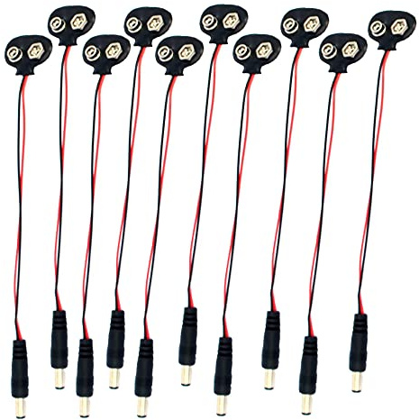 10pcs T Type 9V Battery Buckle Snaps Power Cable Clip Connector 5.5 2.1mm DC Jack Plug