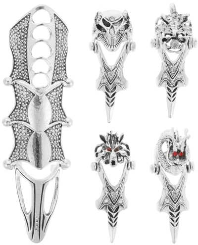 FOMIYES 5 x Halloween-Fingerring mit Totenkopf, Gothic-Knöchelring, Halloween-Vollfinger-Ring, Fingerschmuck, Geschenk, Punk-Schmuck, Dekorationen für Damen und Herren