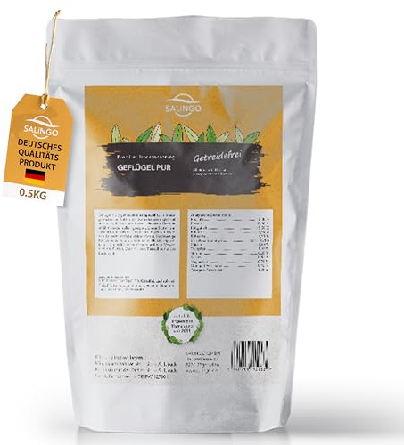 SALiNGO Premium Katzenfutter getreidefrei Geflügel Pur I hochwertiges Protein und Taurin | Hoher Fleischanteil I Katzenfutter trocken ohne Zucker (0,5kg)