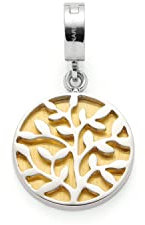 Leonardo Albera Clip&Mix Anhänger aus Edelstahl 1 Stück, runder bicolor Ketten-Anhänger mit Durchbruch-Ornament Lebensbaum, Modeschmuck für Damen, 021641