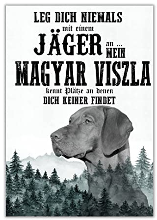 Schild MAGYAR VIZSLA Dog Hund Jäger Spruch Türschild Hundeschild Jagd Jagdhund Wall Art Geschenkidee lustiger Spruch Hundemotiv Aluminium Wetterfestes Hundeschild