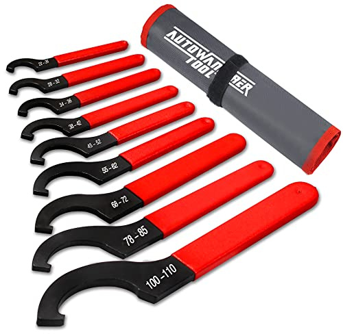AutoWanderer Tool 9Pcs Coilover Spanner Wrench Set, Adjustable Shock Wrench Universal Carbon Steel Spanners for Most Coil Over Shock Adjustments