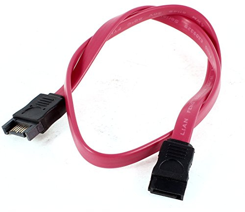 Ruilogod 50 cm de largo 7 pines SATA Macho a hembra Cable de extensión Cordón rojo