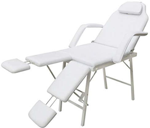 XIAOGUANG Kosmetikstuhl Tragbar, Massagestuhl, Kosmetik Liege, Tantra Liege, Behandlungsliege, Pediküre Stuhl, Bett Für Wimpernverlängerung, Fusspflege Stuhl, Kunstleder 185×78×76 cm Weiß