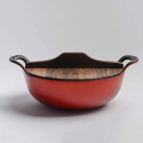 Grande capacità Pentola blu piccola Pentola in ghisa smaltata per uso domestico Pulire immediatamente dopo lo sfregamento Pentola per minestra Trama spessa Antiaderente (Color : Red, Size : 25cm)