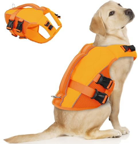 ASENKU Schwimmweste Hund Groß XL,Verstellbar & Ripstop Hundeschwimmweste,Rettungsweste für Hunde mit Griff und Reflektierend, Hunde Schwimmweste für Chihuahua,Dackel,Französische Bulldogge, Labrador