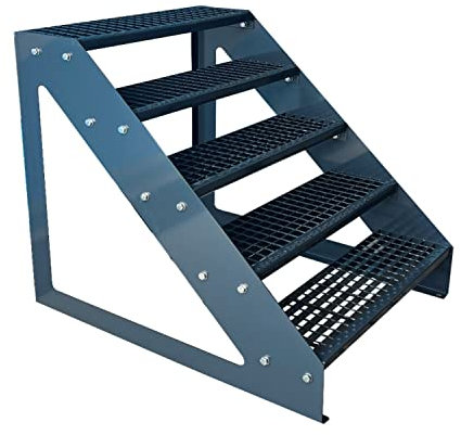 Scale con griglia in acciaio Premium 5 Gradini Scala autoportante Completamente zincata e Antracite Verniciata a polvere - Dimensioni (L x L x H) 101cm x 120cm x 95cm