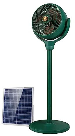 Ventola A Pannello Solare, 12 Velocità, Altezza Regolabile, Timer 8 Ore, 3 Pale, Grande Volume D'Aria, Senza Fili, Ventilatore Oscillante Portatile, Ventilatore A Piantana All'Aperto(Color:verde)