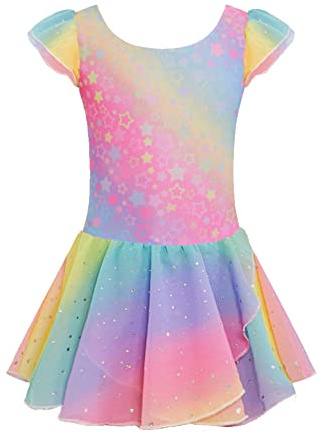 Trudge Ropa de Ballet para Niñas - Vestido de Manga Corta con Leotardo y Falda de Gasa Tutú - Cuerpo de Baile de Algodón - Patrón 8/140