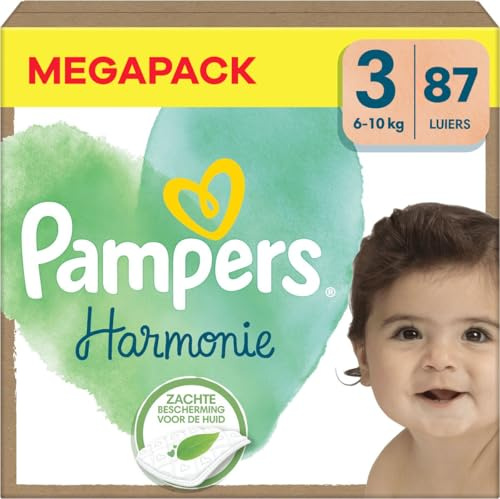 Pampers Windeln Größe 3 (6-10 kg), Windeln Harmonie, 87 Stück, Schonung der empfindlichen Haut und Inhaltsstoffe pflanzlichen Herkunft