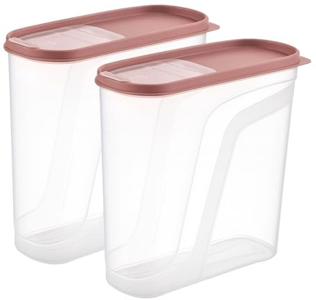 BH | Food Storage Box with Flip Top Lids | 2-Pack | 4L(L:23.7cm W:10cm H:26.5cm) |Cereal Dispenser | Clear Plastic Storage Containers | BPA Free | Microwave, Freezer & Dishwasher Safe - by Best House
