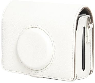 Mini EVO Case, PU Leather Travel Case for Instax Mini EVO Camera, Vintage Instant Camera Case with Removable Shoulder Strap (White)