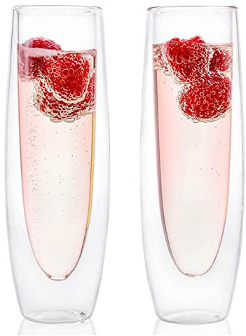 Copas De Vino Personalizadas Juego de 2 piezas de vidrios de champán de vidrio de doble capa con mangas de doble capa con brillo de gafas de alta gama de vino tinto gafas transparentes Copas De Vino