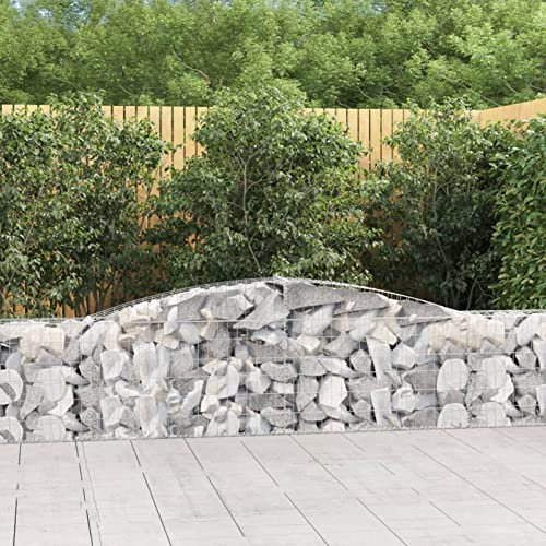 LAPOOH Gabionen mit Hochbogen 7 STK Gabionenkörbe, Gabionen Hochbeet, Steinkorb, Gabionengitter, Drahtkorb Für Pflanzen, Kräuterspirale Für Garten, 400x30x60/80 cm Verzinktes Eisen