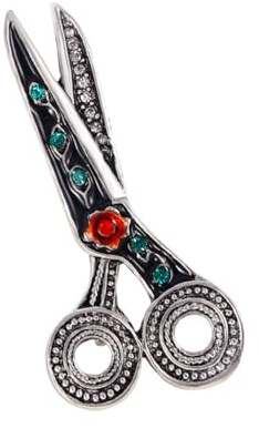xutao Broche en forme de ciseaux personnalisée pour femme - Plaqué argent - Avec pierre de naissance - Cadeau de Noël, d'anniversaire, fête d'anniversaire - Accessoire vintage - Bijoux fantaisie