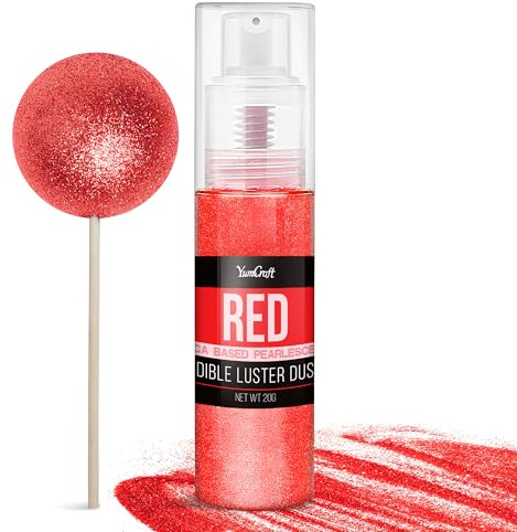Essbarer Glitzer Spray für Getränke - 20g Lebensmittel Glitzerpulve für Likör, Cocktails, Dekorieren Torten - Geschmacklos Glitzer Pulver Glitzerstaub für Sekt, Wein, Champagner, Backen (Rot)