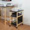 [en.casa] Mueble Impresora Móvil con 2 Estantes Mesa Auxiliar con Ruedas Carro de Servicio Multiusos MDF 61 x 51 x 36 cm - MDF - Negro y Efecto Madera