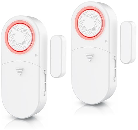 CSL - 2X Fensteralarm Einbruchschutz - Türalarm - 120 dB lauter Signalton Alarmsensor - Tür und Fenster - 2er Set mit Batterien - Alarmanlage - Wohnmobil - Gartenhaus