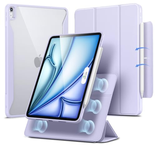 ESR Magnetiskt fodral för iPad Air 11 tum M4/M3/M2 (2026/2025/2024), iPad Air 5/4 Gen fodral 10,9 tums pennhållare, avtagbart magnetiskt skydd, vertikalt stativ rebound 360-serien, lila