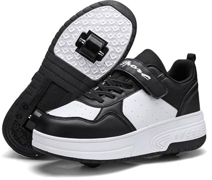Mateju 2-in-1 Rollschuhe für Kinder, Damen und Herren - Turnschuhe Mit Versenkbaren Rollen, Skateboardschuhe, 29-40 EU