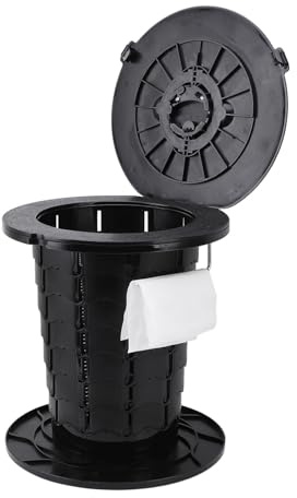 Campingtoilette Faltbar, Tragbare Camping Toilette Höhenverstellbar, Trockentoilette mit Klopapierhalter, Kompakt Mobile Klapptoilette für Wandern, Angeln, Garten