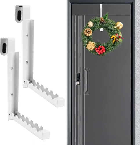 Yallmie 2 Stück Klapphaken zum Einhängen, Türgarderobe Klappbar für 6 Kleiderbügel, Metall Türhaken Kleiderhaken Ohne Bohren für unter 3.6 cm Türfalz für Kleidung, Handtücher,Tragfähigkeit 10kg