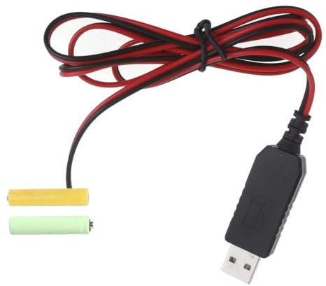 Yulokdwi Éliminateurs de Piles AA,Adaptateur d'alimentation pour éliminateurs de Piles AA, Convertisseur de Cordon USB 5V 3V de 1 m, Remplacer l'adaptateur, Le câble d'alimentation USB Remplacer