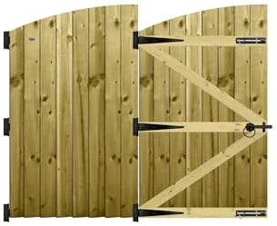 Premier Garden Supplies Made to Measure Feather Edge Semi-Braced Arch Top Driveway Gates for Measurements Height 4ft - 5ft (120-150cm) x Width: <6ft (183cm) +450mm Hinge Ring Latch Kit