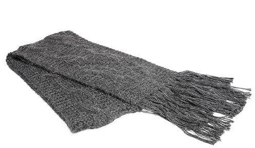 AlpacaOne 100% Alpaka Strickschal mit Zopfmuster – Warmer Schal mit Fransen, Weich & Leicht, für kalte Tage, für Herren & Damen