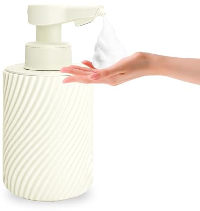 Mamiddle Dispenser Sapone Automatico con Sensore a Infrarossi, Ricaricabile USB-C, Impermeabile IPX5 con Design Antigoccia per Cucina e Bagno (Tipo di schiuma - ABS beige)