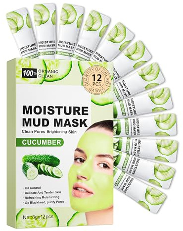 Masques Faciaux-12pcs Concombre Boue Masque Propre, Taille De Voyage Portable Moisturizing Clay Clean Mud Facial Mask, ettoyer Les Pores Reduire Les Points Noirs Pour Les Femmes Hommes