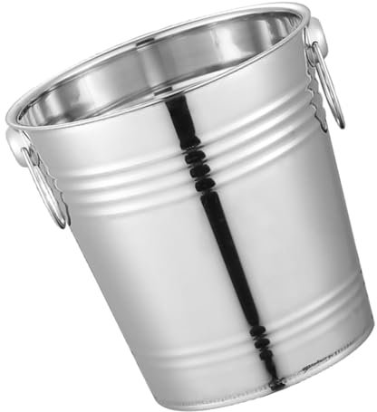 ABOOFAN Edelstahleimer Mit Doppelgriff Eiswürfelbehälter Für Bar Und Party Rostfreier Edelstahl 16cm Eiswürfelhalter Für Wein Und Getränke