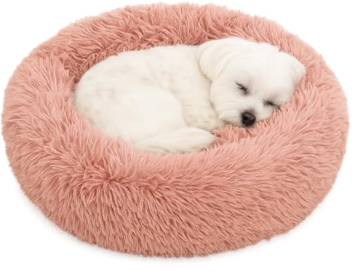 Flamingo Cuccia Cane Interno, Cuccia per Cani, Lettino per Animali Domestici a Ciambella, Cuscino Sfoderabile e Lavabile, Tappeto di Peluche, Diametro 55 cm, Rosa Antico